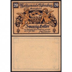 Autriche - Notgeld - Rabensburg - 20 heller - Type I a - 1920 - Etat : SPL+