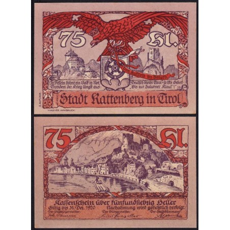 Autriche - Notgeld - Rattenberg - 75 heller - Type II a - 1920 - Etat : NEUF