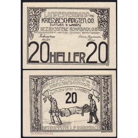 Autriche - Notgeld - Rohrbach - 20 heller - 1920 - Etat : SPL