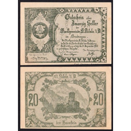 Autriche - Notgeld - St-Nikola-an-der-Donau - 20 heller - Type III a - 1920 - Etat : pr.NEUF