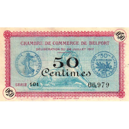 Belfort - Pirot 23-26 - 50 centimes - Série 101 - 28/07/1917 - Etat : SPL