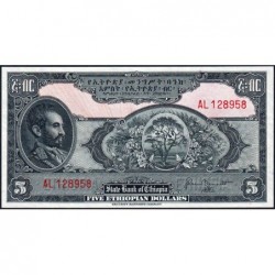 Ethiopie - Pick 13b - 5 ethiopian dollars - Série AL - 1950 - Etat : SPL