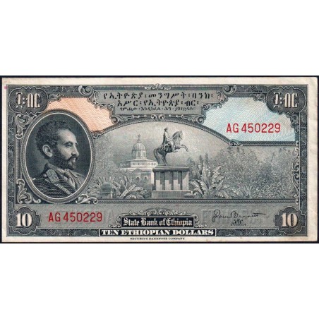 Ethiopie - Pick 14b - 10 ethiopian dollars - Série AG - 1950 - Etat : SUP+