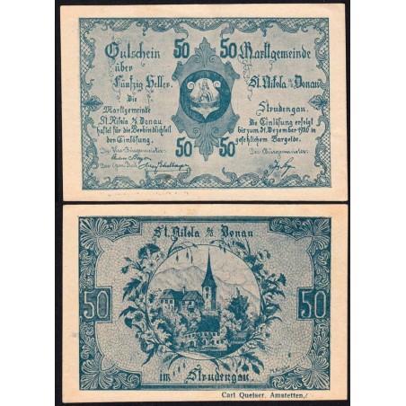 Autriche - Notgeld - St-Nikola-an-der-Donau - 50 heller - Type III a - 1920 - Etat : pr.NEUF