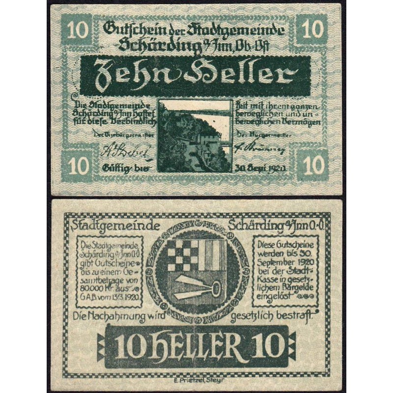 Autriche - Notgeld - Schärding - 10 heller - Type I a - 13/03/1920 - Etat : TTB