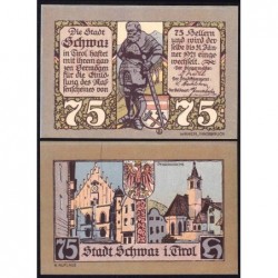 Autriche - Notgeld - Schwaz-in-Tirol - 75 heller - Type f - 1920 - Etat : pr.NEUF