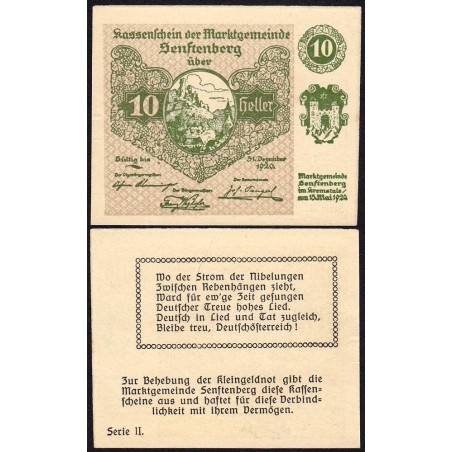 Autriche - Notgeld - Senftenberg - 10 heller - Type I c - 15/05/1920 - Etat : SPL+