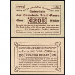 Autriche - Notgeld - Stadl-Paura - 20 heller - Type I a - 05/03/1920 - Etat : NEUF