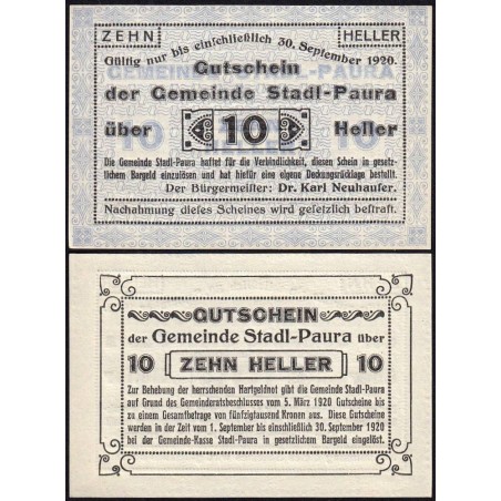 Autriche - Notgeld - Stadl-Paura - 10 heller - Type I b - 05/03/1920 - Etat : NEUF