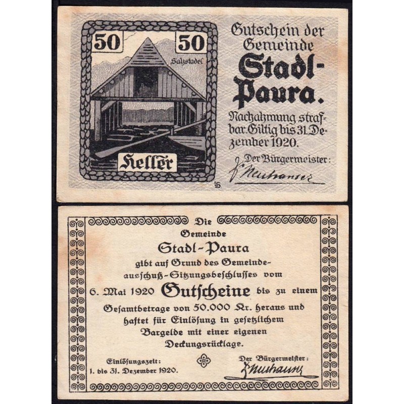 Autriche - Notgeld - Stadl-Paura - 50 heller - Type II a - 06/05/1920 - Etat : SUP