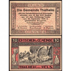 Autriche - Notgeld - Thaleim-bei-Wels - 10 heller - 15/05/1920 - Etat : SPL