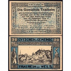 Autriche - Notgeld - Thaleim-bei-Wels - 20 heller - 15/05/1920 - Etat : SPL