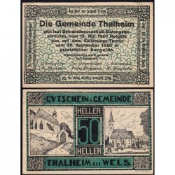 Autriche - Notgeld - Thaleim-bei-Wels - 50 heller - 15/05/1920 - Etat : SUP