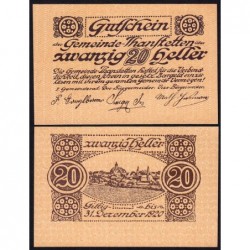 Autriche - Notgeld - Thanstetten - 20 heller - Type a - 1920 - Etat : pr.NEUF