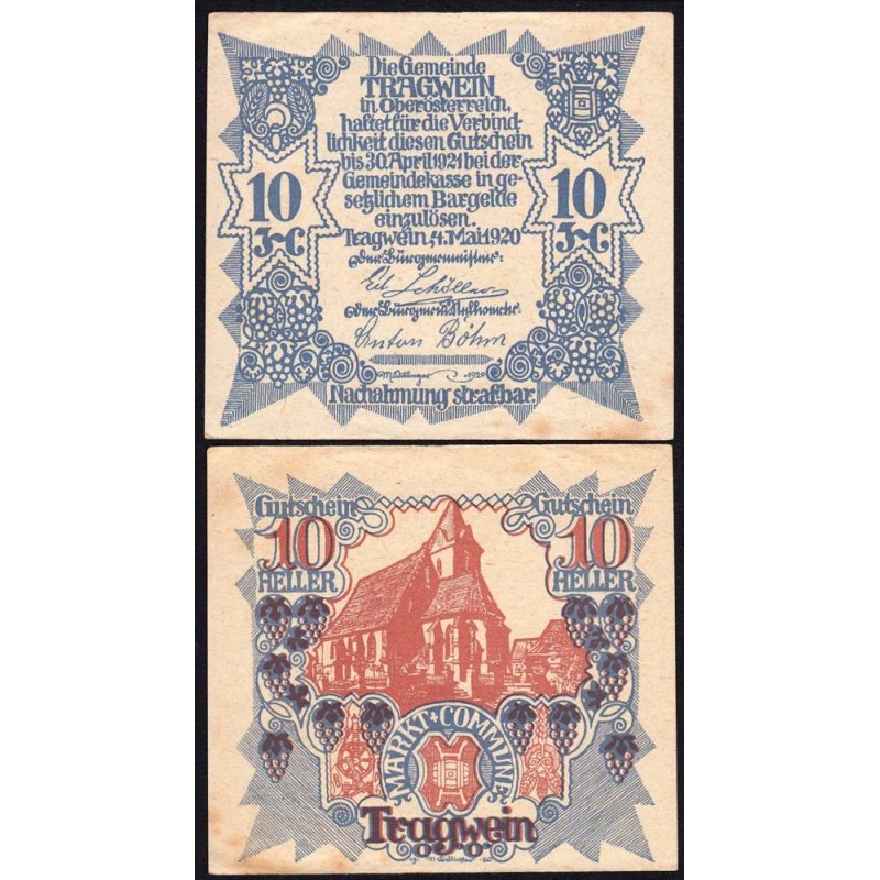 Autriche - Notgeld - Tragwein - 10 heller - Type I a - 04/05/1920 - Etat : SUP