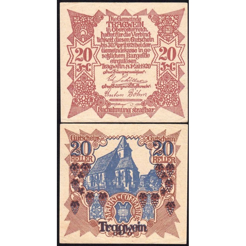 Autriche - Notgeld - Tragwein - 20 heller - Type I a - 04/05/1920 - Etat : SUP