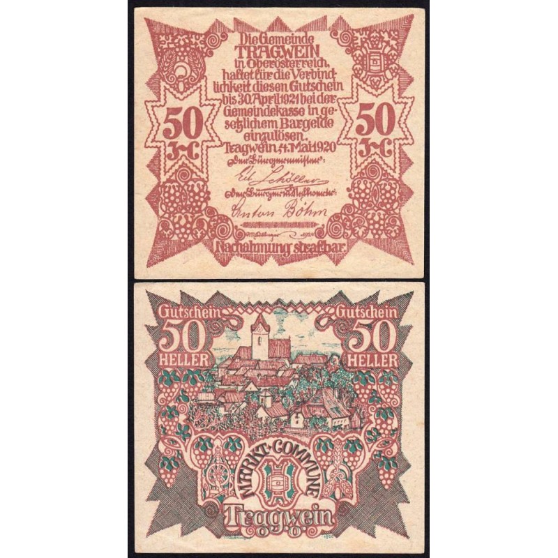 Autriche - Notgeld - Tragwein - 50 heller - Type I a - 04/05/1920 - Etat : SUP