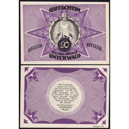 Autriche - Notgeld - Unterwald - 90 heller - Type II b - 23/07/1920 - Etat : pr.NEUF