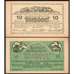 Autriche - Notgeld - Viehdorf - 10 heller - Type I e - 04/1920 - Etat : NEUF