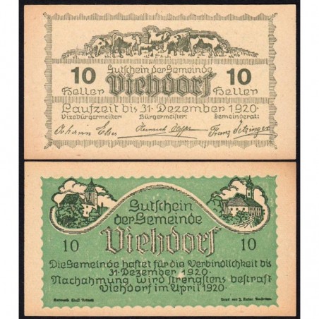 Autriche - Notgeld - Viehdorf - 10 heller - Type I e - 04/1920 - Etat : NEUF