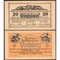 Autriche - Notgeld - Viehdorf - 20 heller - Type I e - 04/1920 - Etat : NEUF