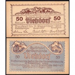 Autriche - Notgeld - Viehdorf - 50 heller - Type I e - 04/1920 - Etat : NEUF