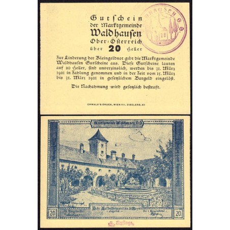 Autriche - Notgeld - Waldhausen - 20 heller - Type j - 1920 - Etat : NEUF