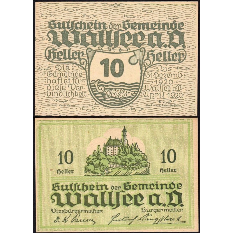 Autriche - Notgeld - Wallsee - 10 heller - Type I e - 04/1920 - Etat : NEUF