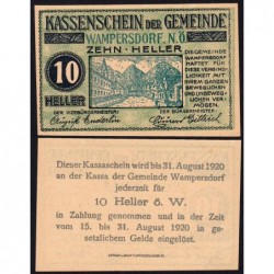 Autriche - Notgeld - Wampersdorf - 10 heller - Type b - 1920 - Etat : NEUF