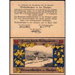 Autriche - Notgeld - Weissenkirchen-in-der-Wachau - 20 heller - Type III - 15/04/1920 - Etat : SPL