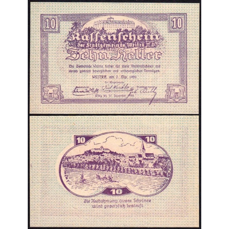 Autriche - Notgeld - Weitra - 10 heller - Type f - 07/05/1920 - Etat : NEUF