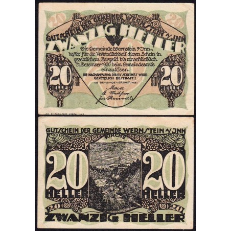 Autriche - Notgeld - Wernstein - 20 heller - Type I a - 1920 - Etat : SPL