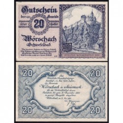 Autriche - Notgeld - Wörschach - 20 heller - 08/05/1920 - Etat : SPL+