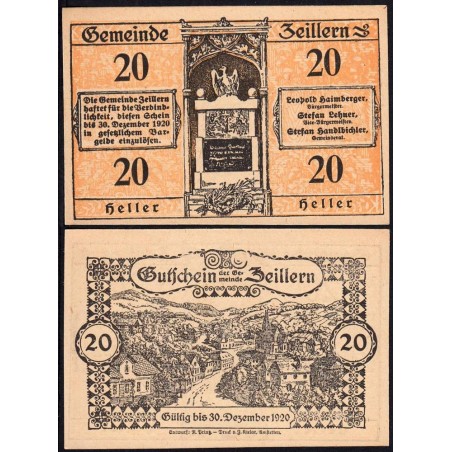 Autriche - Notgeld - Zeillern - 20 heller - Type c - 1920 - Etat : NEUF