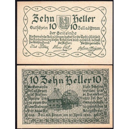 Autriche - Notgeld - Zell-an-der-Pram - 10 heller - Type a - 20/04/1920 - Etat : NEUF