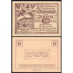 Autriche - Notgeld - Ziersdorf - 10 heller - Type a - 1920 - Etat : NEUF