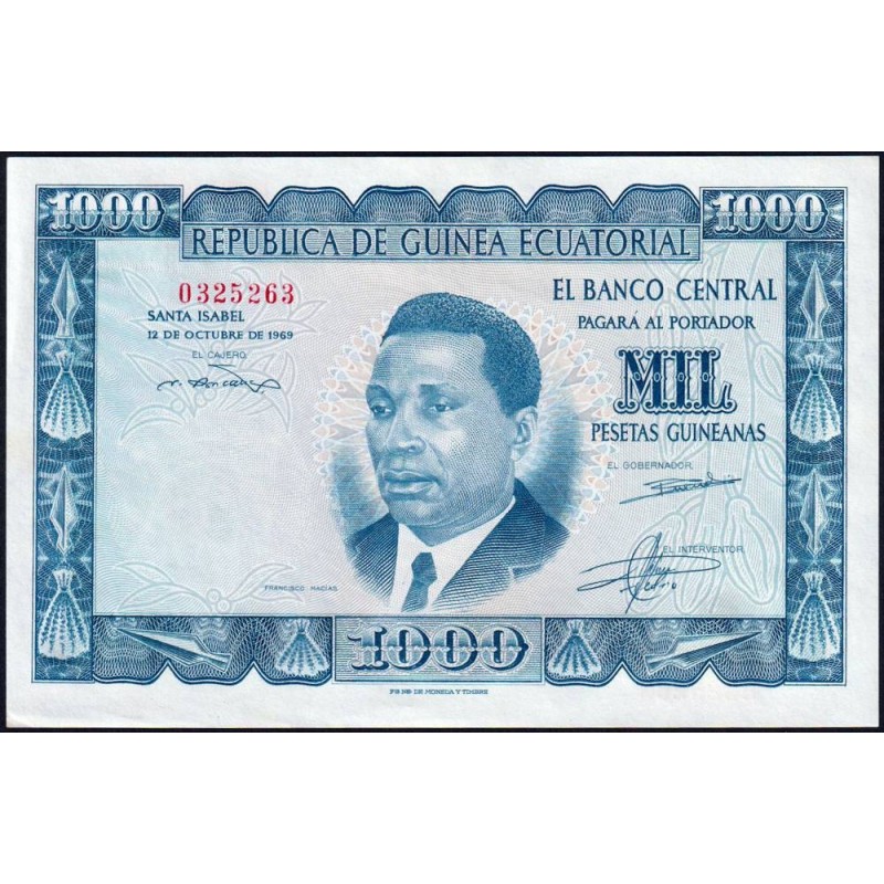 Guinée Equatoriale - Pick 3 - 1'000 pesetas guinéens - 12/10/1969 - Etat : SPL