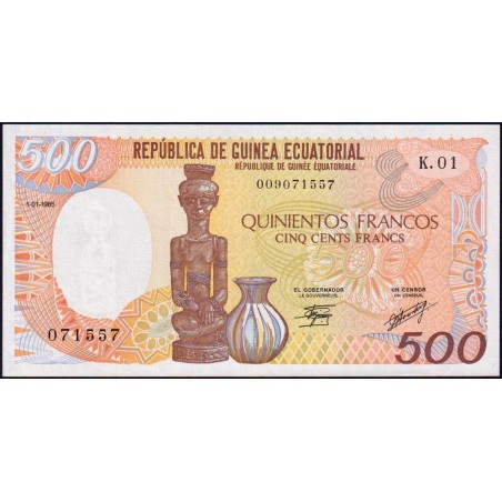 Guinée Equatoriale - Pick 20 - 500 francs - Série K.01 - 01/01/1985 - Etat : SPL+