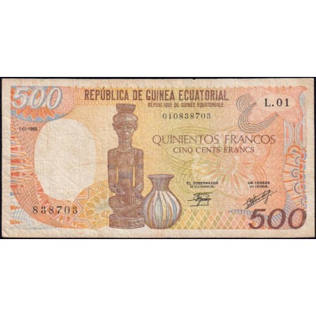 Guinée Equatoriale - Pick 20 - 500 francs - Série L.01 - 01/01/1985 - Etat : TB+