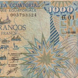 Guinée Equatoriale - Pick 21 - 1'000 francs - Série D.01 - 01/01/1985 - Etat : TB+