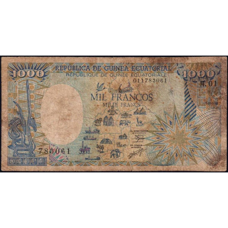 Guinée Equatoriale - Pick 21 - 1'000 francs - Série M.01 - 01/01/1985 - Etat : B