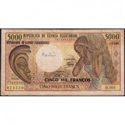 Guinée Equatoriale - Pick 22b - 5'000 francs - Série R.001 - 01/01/1986 - Etat : TB-