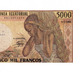 Guinée Equatoriale - Pick 22b - 5'000 francs - Série R.001 - 01/01/1986 - Etat : TB-