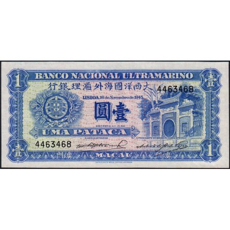 Chine - Macao - Pick 28_3 - 1 pataca - 16/11/1945 - Etat : NEUF