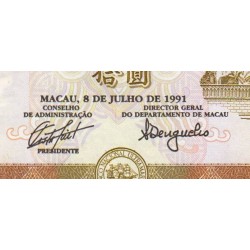 Chine - Macao - Pick 65 - 10 patacas - Série AN - 08/07/1991 - Etat : NEUF