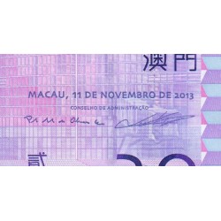 Chine - Macao - Pick 81c_2 - 20 patacas - Série CB - 11/11/2013 - Etat : NEUF