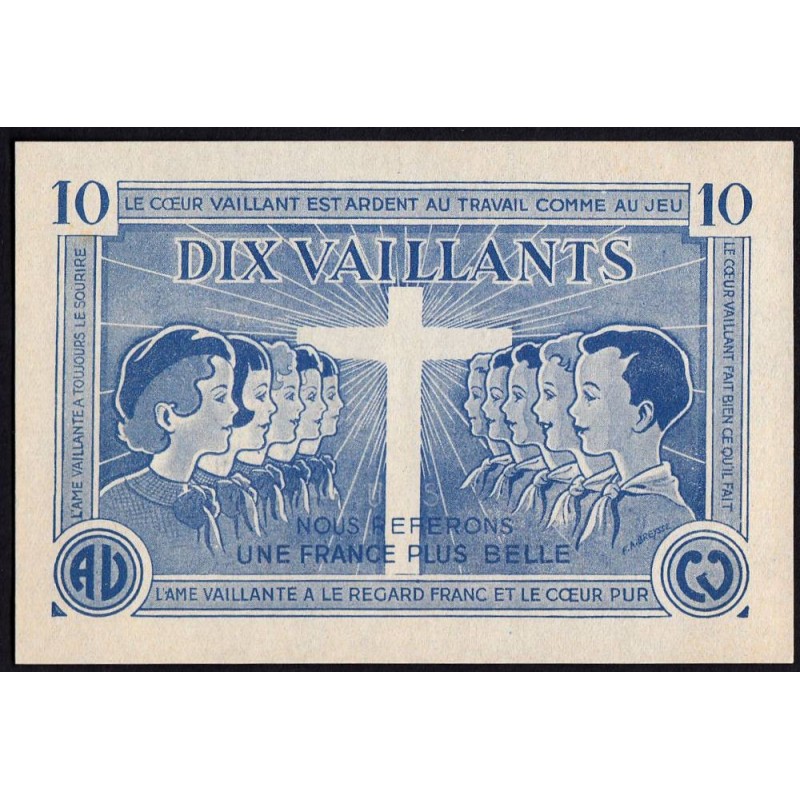 Billet de 10 vaillants - 1ère série /C - 1935-1945 - Etat : NEUF