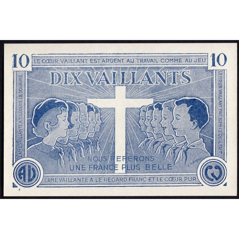 Billet de 10 vaillants - 1ère série  - Type C - 1935/1945 - Etat : pr.NEUF