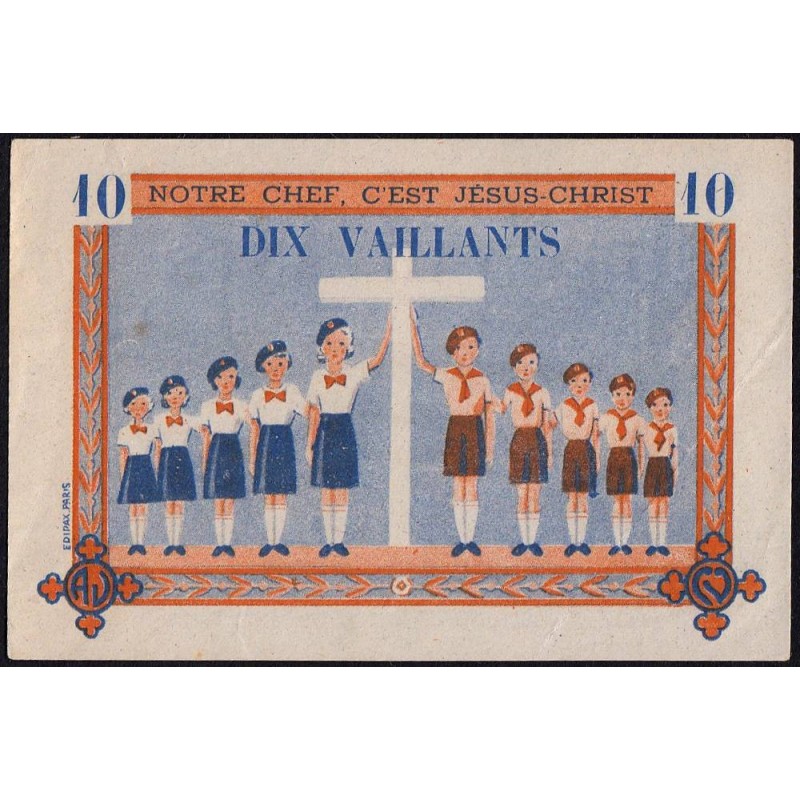 Billet de 10 vaillants - 4ème série  - Type B - 1943/1948 - Etat : SUP