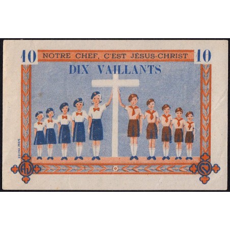 Billet de 10 vaillants - 4ème série  - Type B - 1943/1948 - Etat : SUP